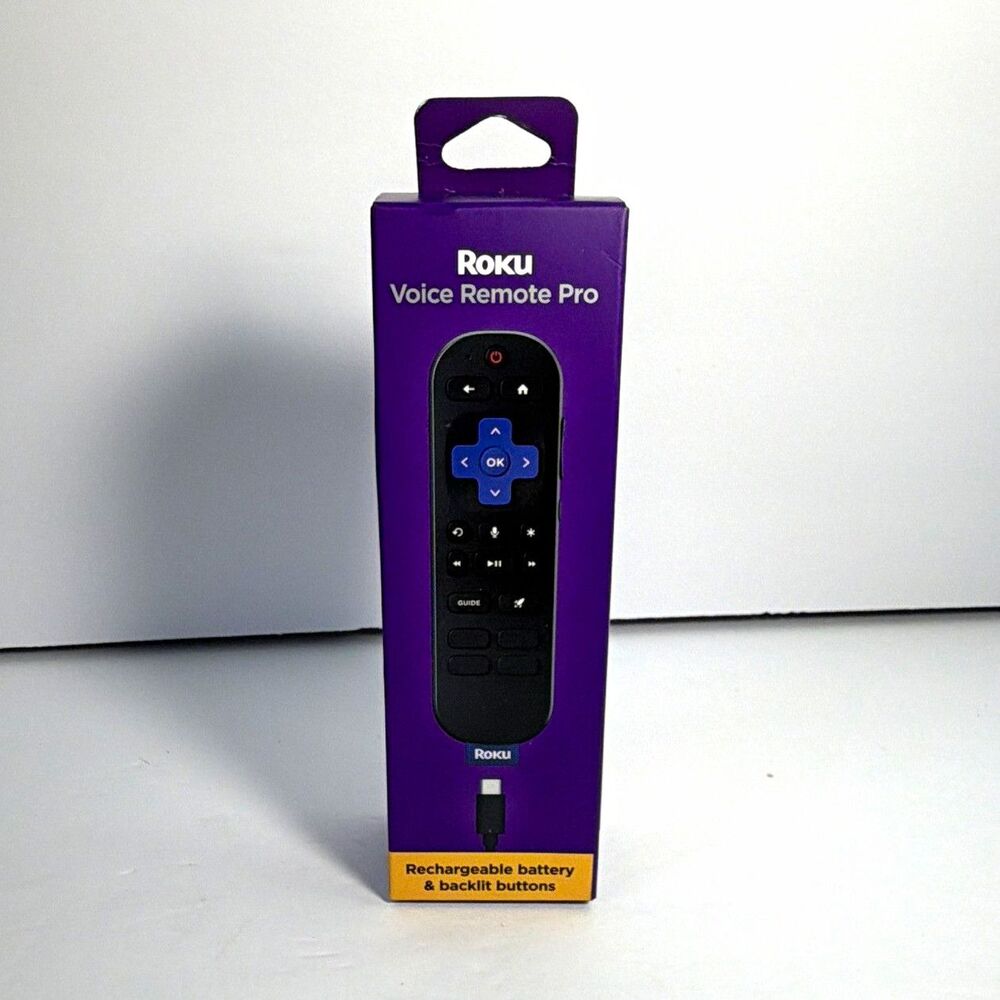 Roku Voice Remote Pro 2nd Ed RCB1RW Rechargeable Backlit, Hands-Free Finder